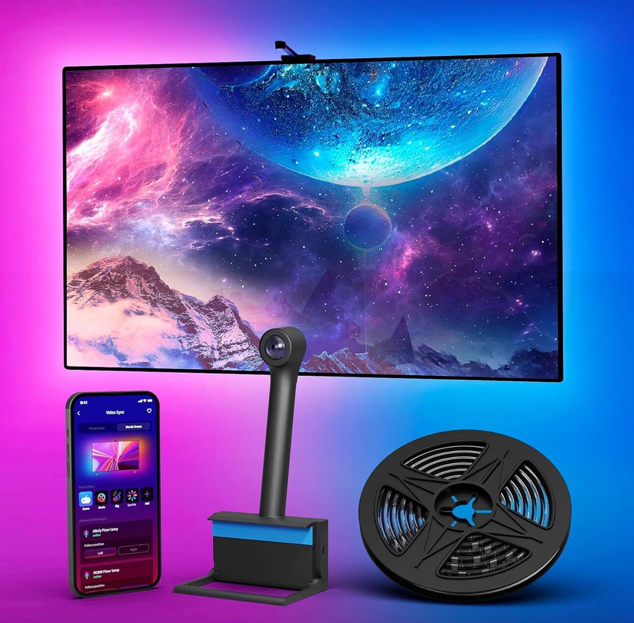 Ailofy Smart TV LED Backlight with Camera LED Strip Lights for TV 75-85 inch ...-image