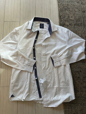 Construct Mens Wearhouse 16.5/32-33 Button Down Shirt White Pink Blue  Flower | eBay