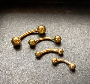 Authentic 1pc Yellow Gold Plated Surgical Ball Style Curved Barbell / Eyebrow Ring