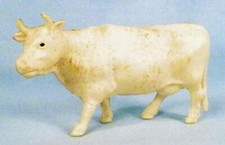 Cow Celluloid Toy Christmas Putz Decoration Off White Tiny Brown Spots Vintage