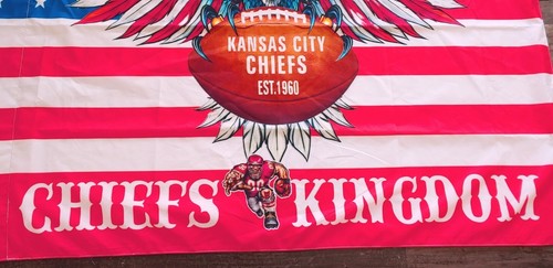 Chiefs Kingdom Bandiera Kansas City Chiefs NFL Calcio 30x39" Est 1960 - Foto 3 di 7