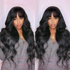 Body Wave Human Hair Wigs with Bangs Glueless Wig Pre Plucked Cheap Hair Wig