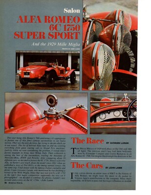 1929 ALFA ROMEO 6C 1750 SUPER SPORT ~ GREAT 6-PAGE ARTICLE AD