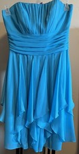 DAVIDS BRIDAL ￼Bridesmaid Party Prom Dress ￼ Turquoise ￼Chiffon Ruffle Short Sz6