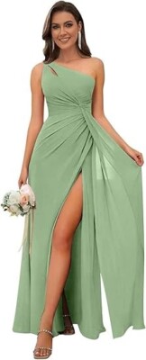 Bolodoo One Shoulder Slit Keyhole Neck Ruched Chiffon Bridesmaid Dress, Green, 8 | eBay Bolodoo One Shoulder Slit Keyhole Neck Ruched Chiffon Bridesmaid Dress, Green, 8 | eBay
