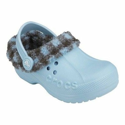 light blue lined crocs