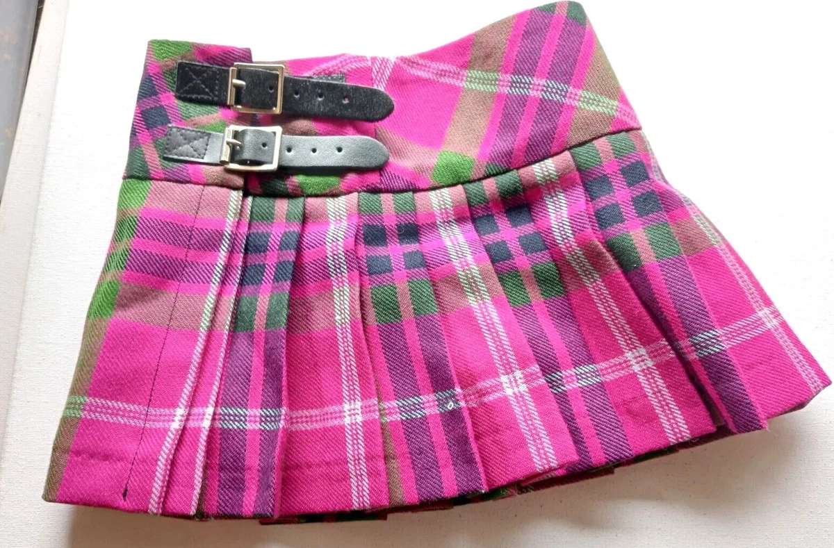 Kilt Skirt infants Size 0 1 John Morrison Kiltmakers pink navy