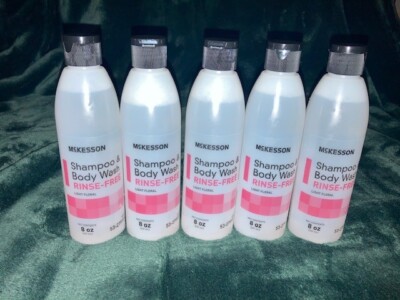 5 Pack Rinse-Free Shampoo & Body Wash McKesson 8oz.Flip Top Bottle Light Floral