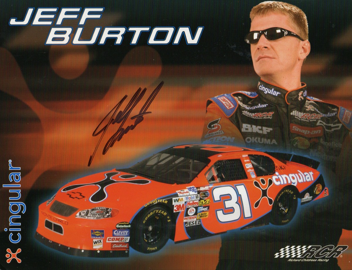JEFF BURTON 2005 NASCAR AUTOGRAPH 8X10 CINGULAR RCR RACING PHOTO