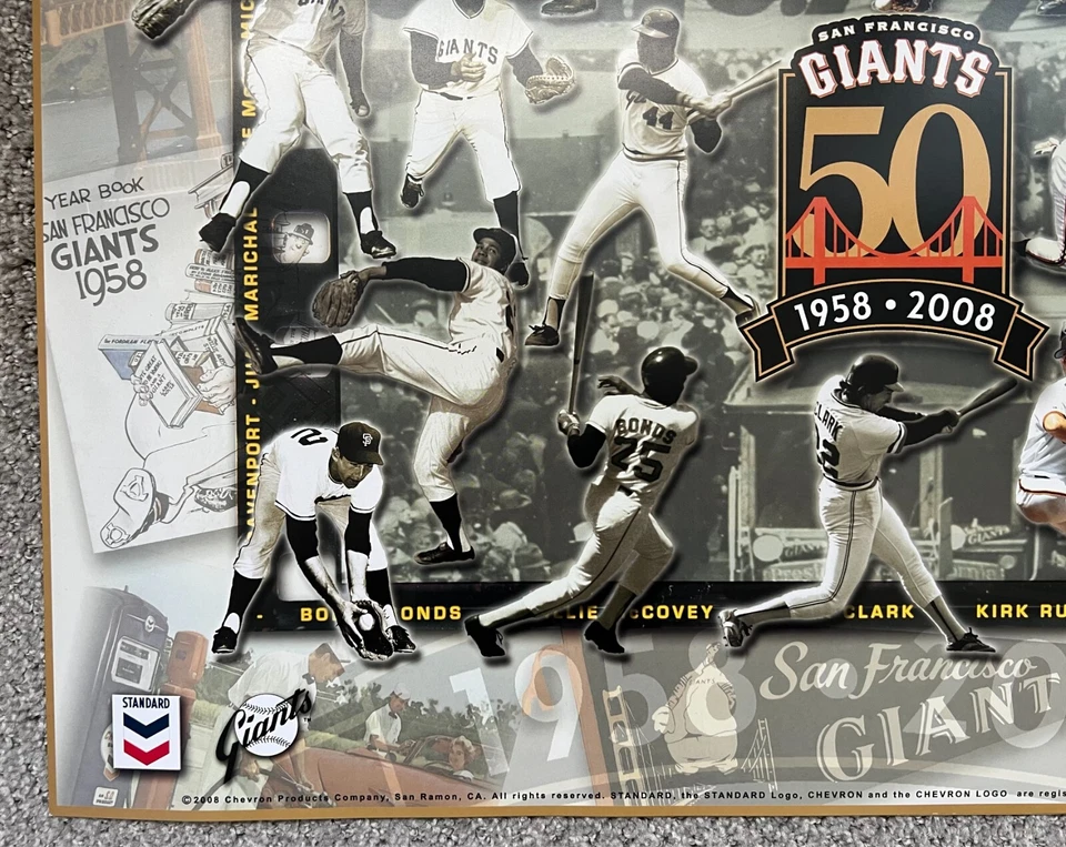 San Francisco SF Giants 50 Fifty Years Golden Memories Poster 1958-2008 Chevron - Image 3 of 4