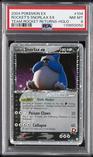 2004 POKEMON EX TEAM ROCKET RETURNS #104 ROCKET'S SNORLAX EX-HOLO PSA 8