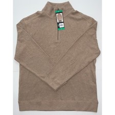 NEW Banana Republic Men's XL Tan Beige Waffle Quarter Zip Pullover Casual Preppy