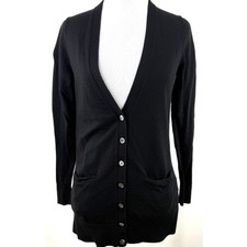 Banana Republic Womens Black Merino Wool V-Ne...
