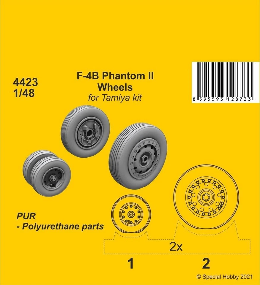 F-4B Phantom Wheels (from Tamiya kit), 1/48 - CMK 129-4423 - Photo 1/1