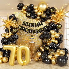 70Th Birthday Decorations with Black Gold Balloons 70Th Birthday Decorations f