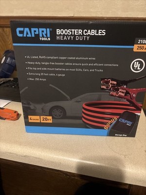 CAPRI TOOLS Heavy Duty Jumper Booster Cables 4 Gauge 20FT ,Storage Bag, 250 amps