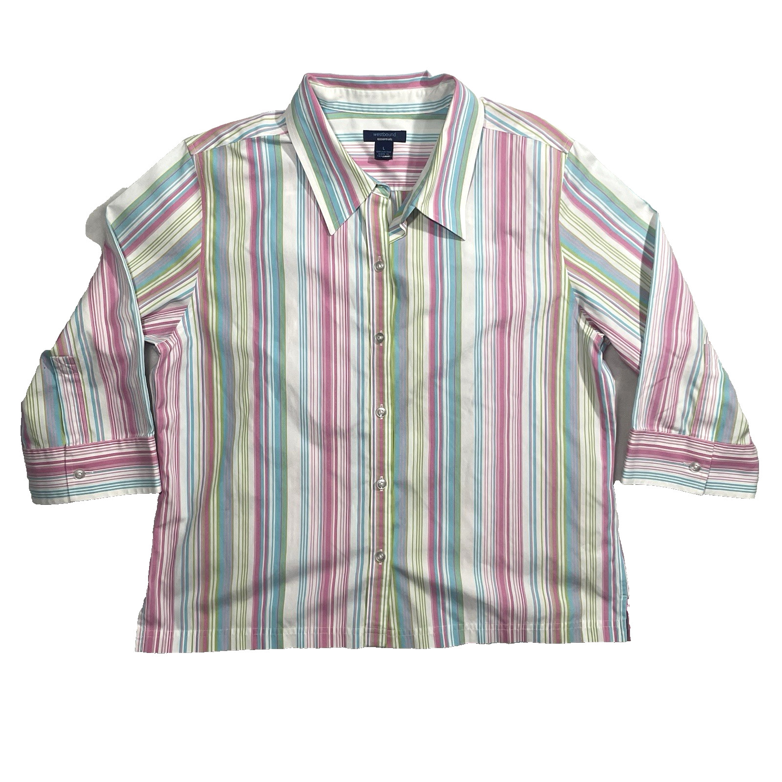 Westbound Essentials Striped Button Front Shirt L… - image 1