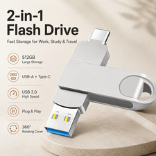 2in1 USB Flash Drive Type C 512GB Memory Stick Thumb Drive Pendrive for Laptop