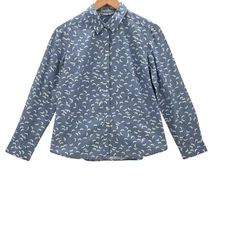 Boden Womens 6P Blue Butterfly Print Button Down Long Sleeve Shirt