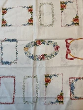 Victorian Floral Frames Ephemera  100% Cotton Fabric 23x41” Romance P&B Textiles