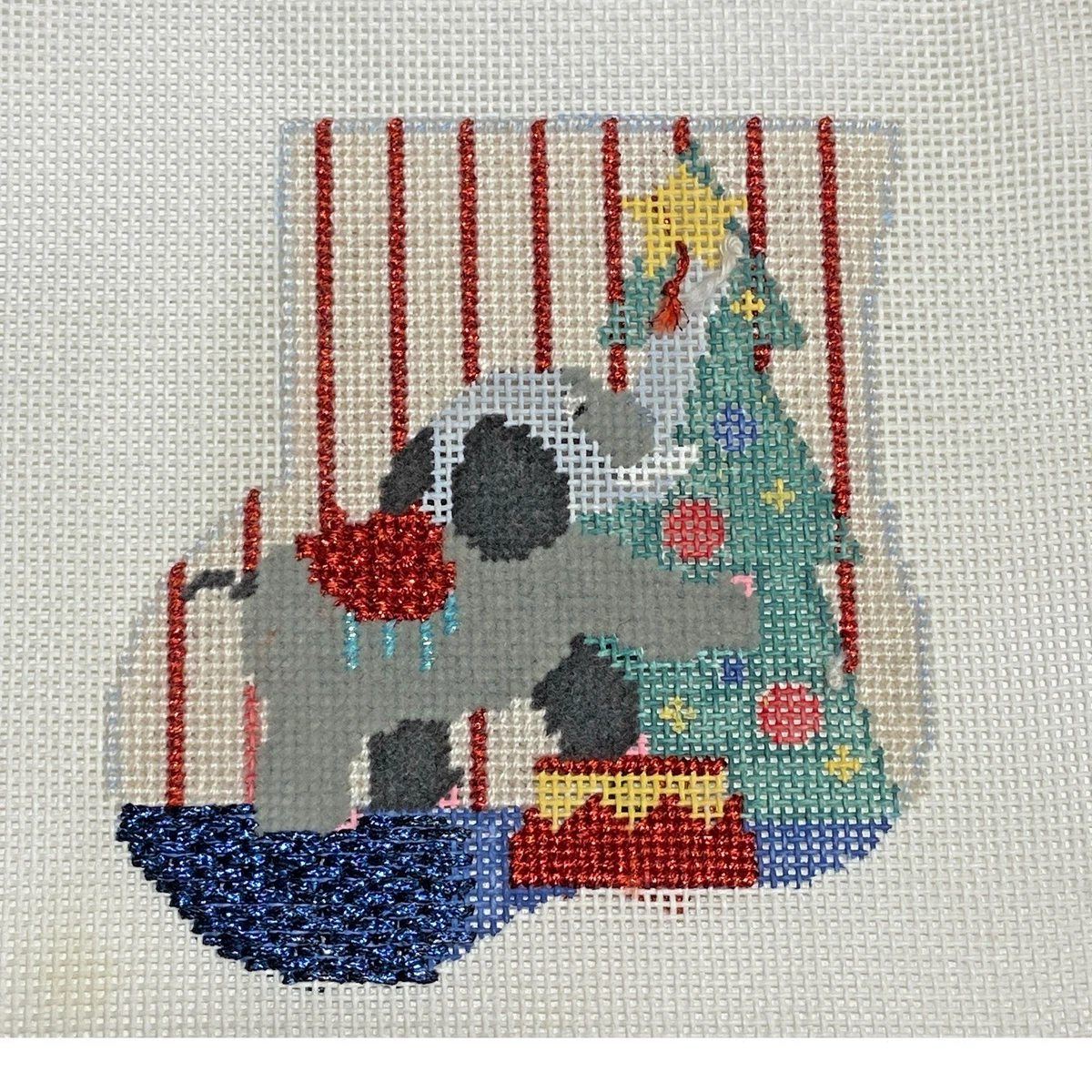 Needlepoint vintage the crafty fox terrie ostrich leather USA elephant E-Elephant Mini Needlepoint Kit | Elizabeth Bradley Design main image 3