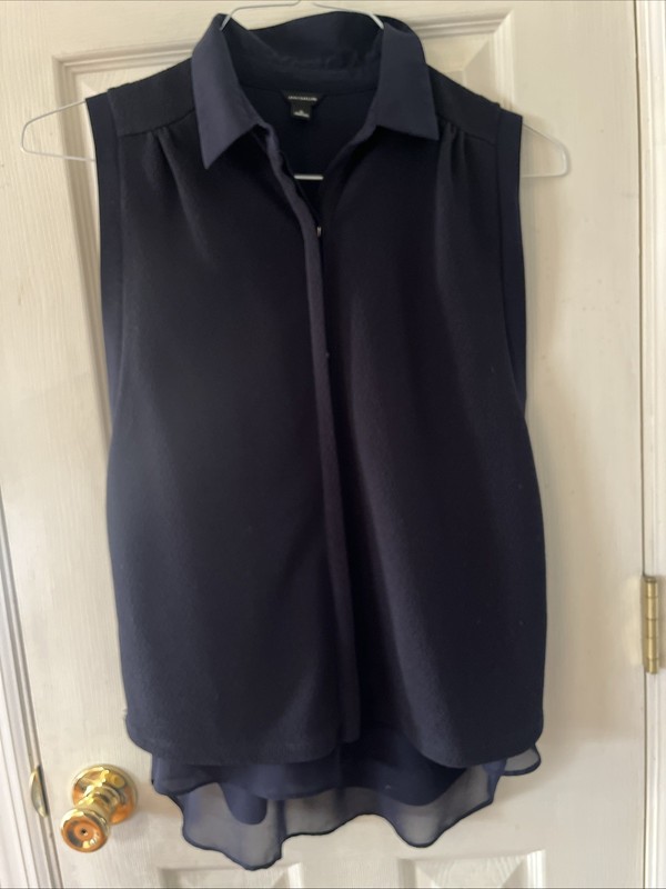 Ann Taylor Black Collared Sleeveless Small Knit Top