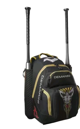 DeMarini Voodoo Skull OG Baseball/Softball Backpack Bag Black-Gold USA NWT - Picture 3 of 4