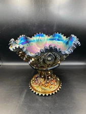 Northwood Memphis Amethyst Carnival Glass Punch bowl & Base