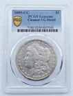 1889-CC Morgan Silver Dollar PCGS Genuine Cleaned VG Detail  - T176