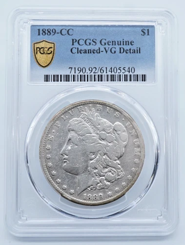 1889-CC Morgan Silver Dollar PCGS Genuine Cleaned VG Detail  - T176