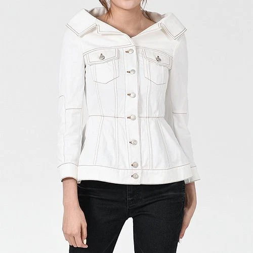 Alexander McQueen giacca denim donna spalle scoperte 650660 33676587