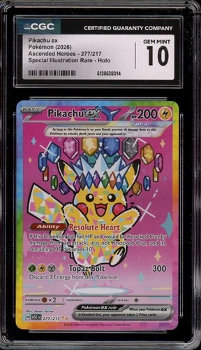 Pokemon Pikachu ex Ascended Heroes Special Illustration Rare #277 CGC 10
