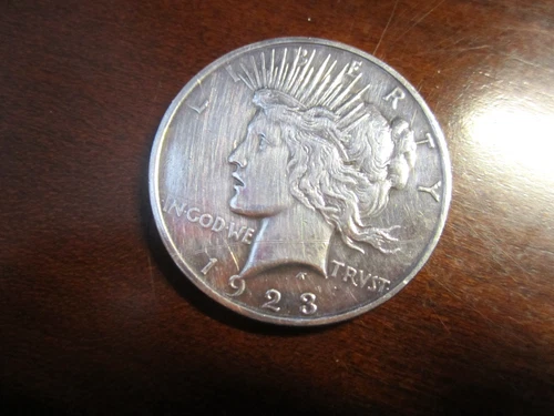 1923 PEACE Dollar 90% Silver Used/Removed from a belt buckle