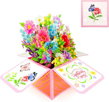 3D Pop-Up Mother's Day Card - Flower Bouquet for Mom, Grandma, or Wife
