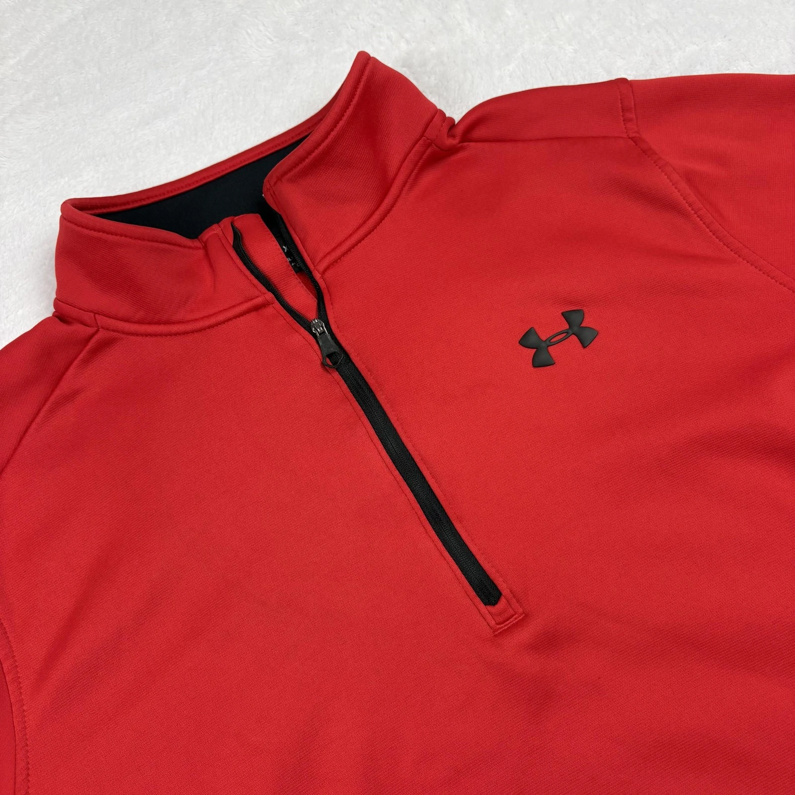 Under Armour Pullover Mens XL Red ColdGear 1/4 Zip Mock Neck Fleece Thermal