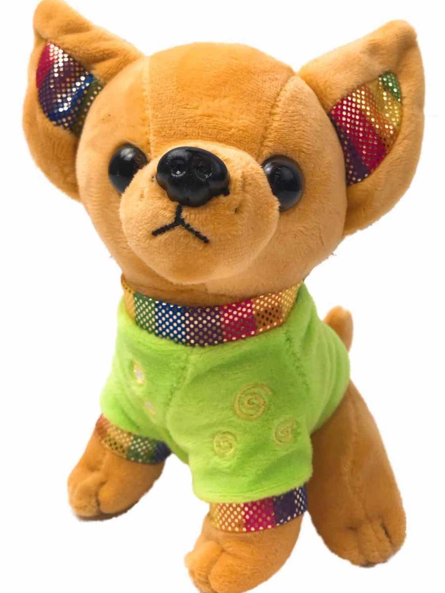 Linzy Toys Plush Green Chihuahua 6.5 Puppy Dog Stuffed Animal Pal With  Rainbow