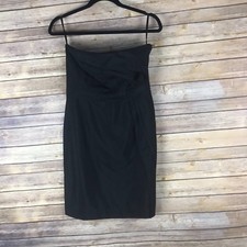 LOFT Dress Womens 2 Black Strapless Mini Ruffle Front Sheath Empire Waist Solid