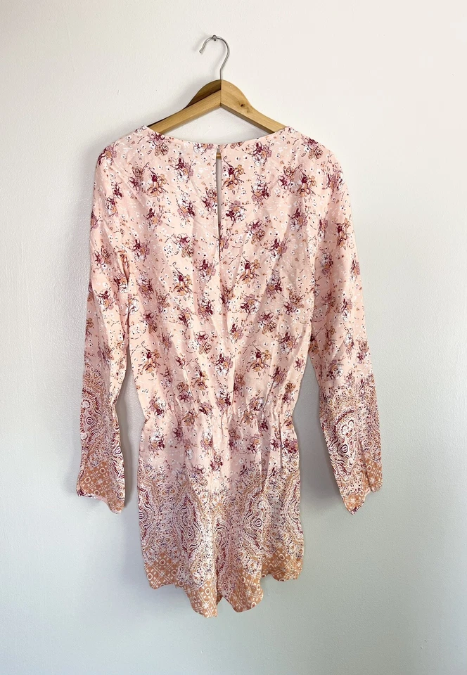 Mameluco Sanctuary Marrón Ojos Niña Floral Con Cordones Cuello Boho Festival Para Mujer Talla S” Foto 2 de 4