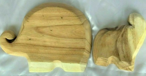 2 Wooden Tray Serving Tableware Elephants Display Wood Artistic Party Food Decor - Picture 5 of 10
