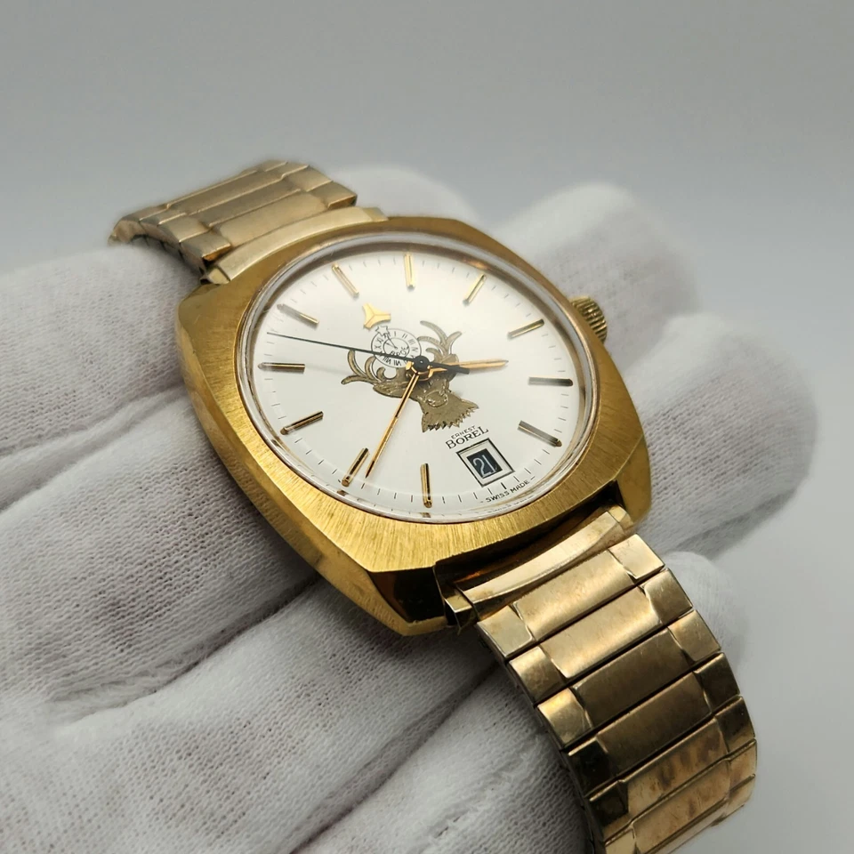 Reloj Automático Ernest Borel Para Hombre Vintage Tono Dorado con Acento de Alce BPOE Foto 4 de 4