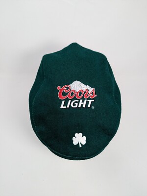 Coors Light Green Wool Saint Patrick Shamrock Irish Cabbie Hat Size Medium 