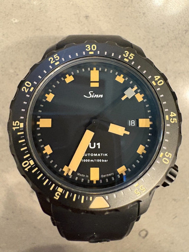 Sinn U1 S E 44mm Black Dial Black Tegiment Steel Full Set Diver's Watch