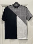 River Island Black/Grey Check Mens Colour Block T-Shirt Size M - RRP £20 - (R12)