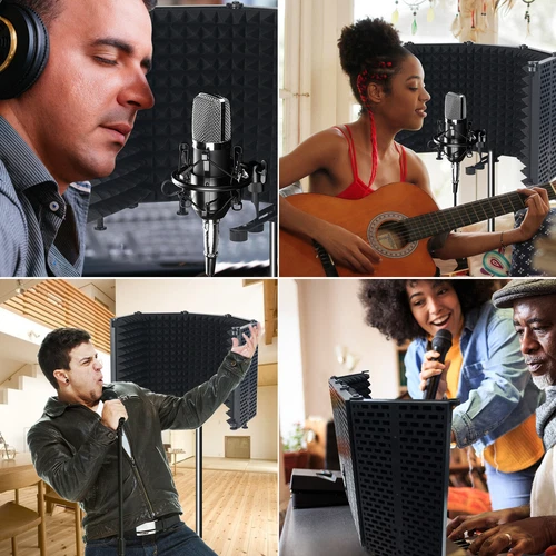 5 Panel Microphone Isolation Shield Vocal Booth for Recording Sound Tripod Stand - Picture 16 of 22