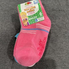 1-6pk Fruit of the Loom Toddler girls everyday active ankle socks age 3-5 years