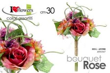BOUQUET MAZZO ROSE ROSA MAZZOLINO FIORI FINTI FIORE ARTIFICIALE ASSORTITE 30 CM