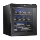 Single Zone 12-Bottle Small Freestanding Wine Cooler with Lock in Black