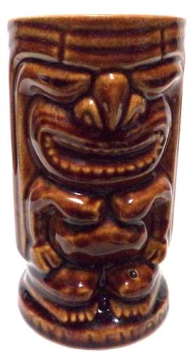Ancienne tasse tasse Tiki Leilani orchidées d'Hawaï Japon céramique marron 5" de haut - Photo 1/20