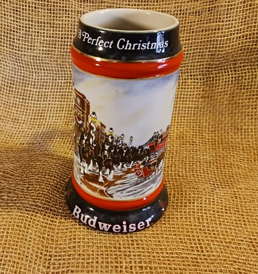 1992 Budweiser “A Perfect Christmas” Beer Stein Holiday Clydesdale
