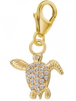 Zirkonia SchildkröTe Charm 925 Silber Gold Vergoldet AnhäNger FüR Armband